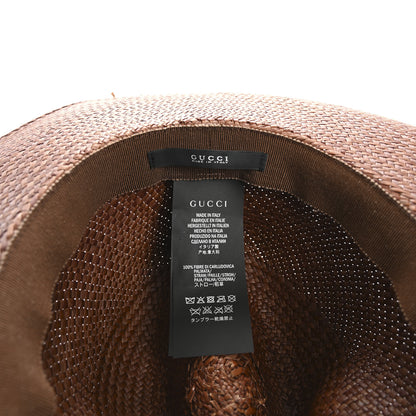 Gucci Straw Calfskin Wide Brim Hat M Brown 8 of 8