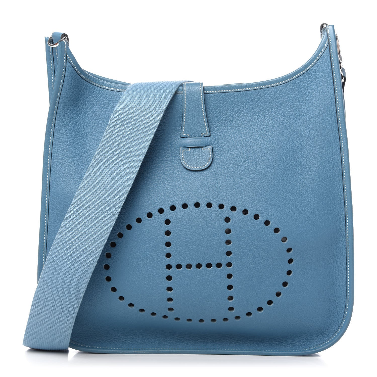 Hermes Taurillon Clemence Evelyne II GM Blue Jean 1 of 9