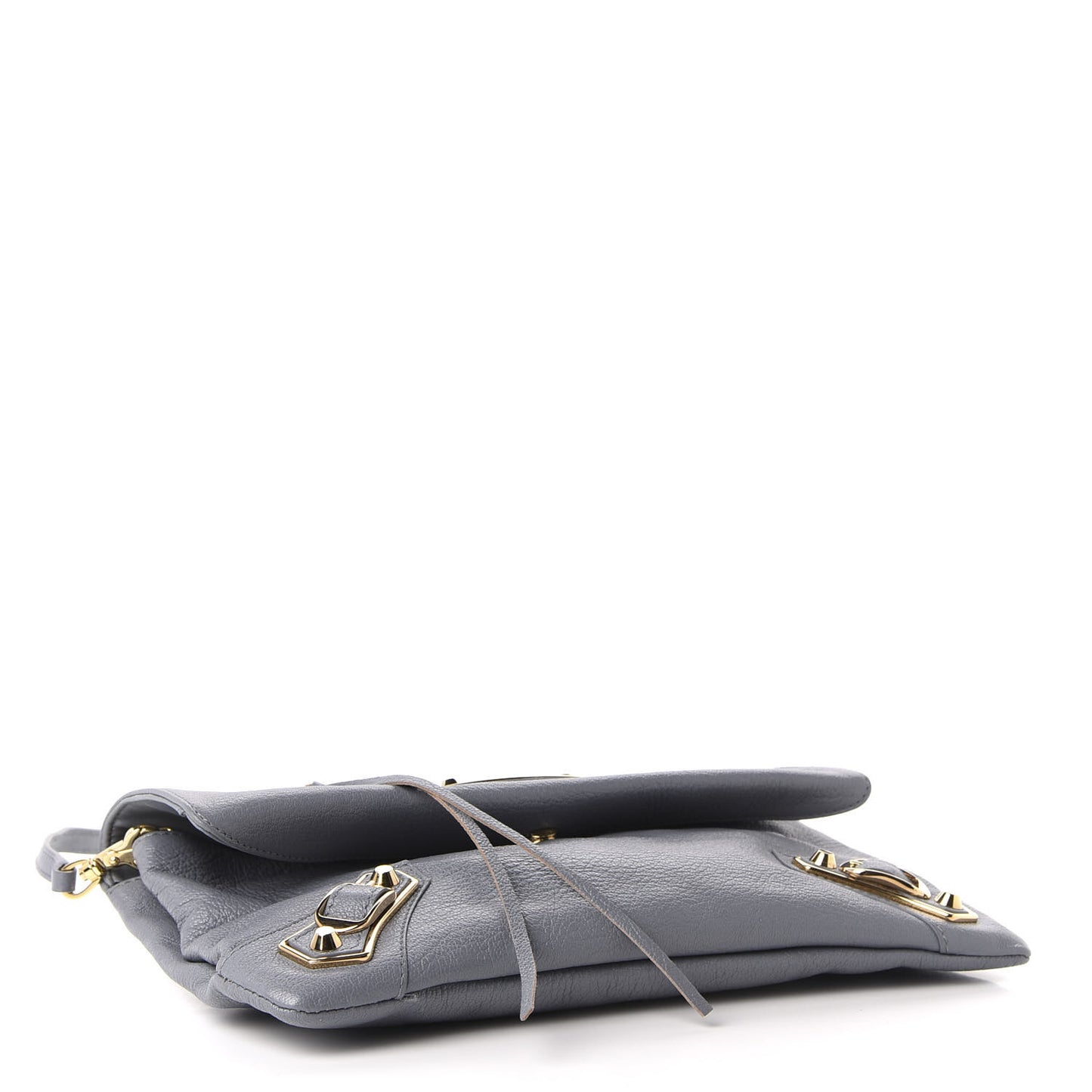 Chevre Gold Metallic Edge Hardware Envelope Clutch Bleu Acier