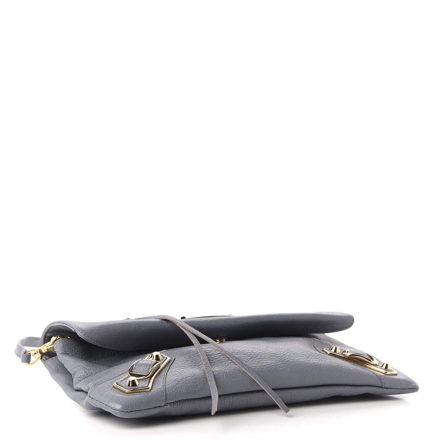 Balenciaga Chevre Gold Metallic Edge Hardware Envelope Clutch Bleu Acier 5 of 12