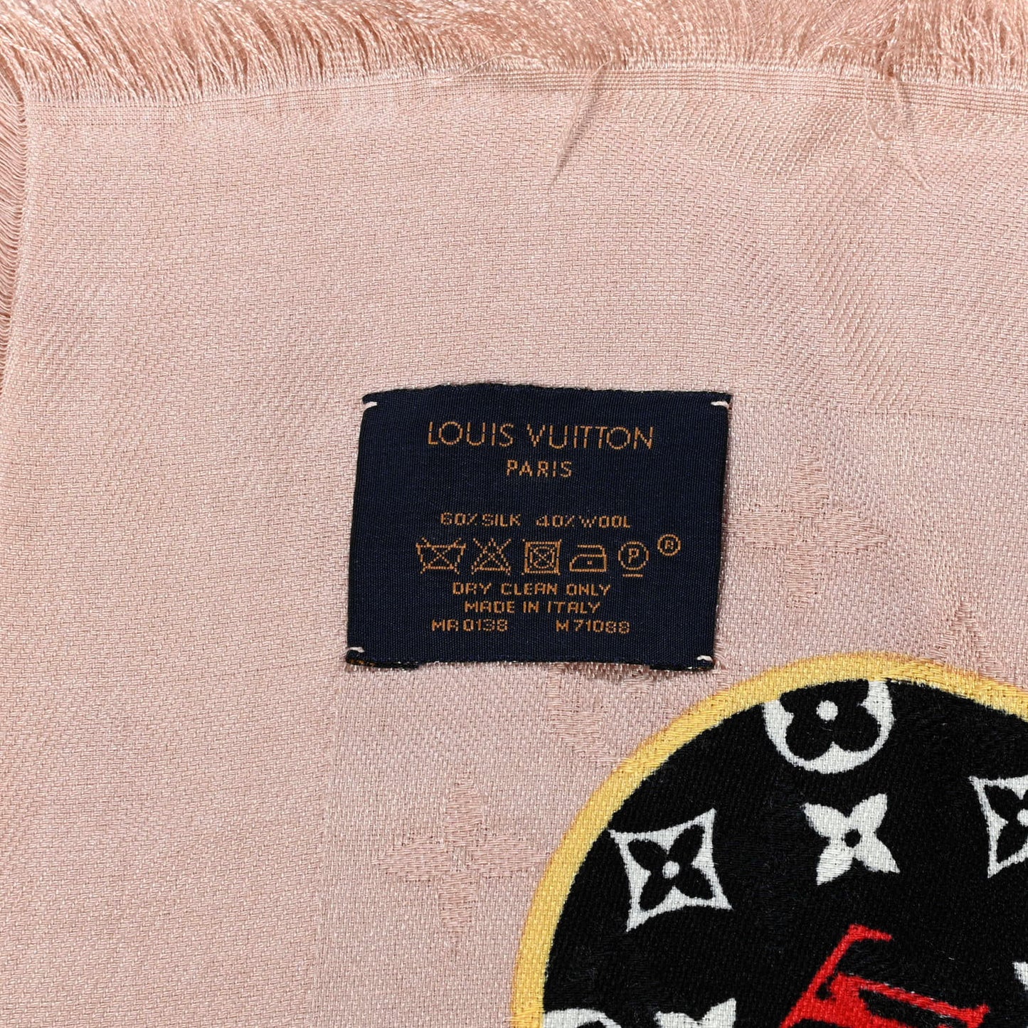 Silk Wool Monogram LV Stories Shawl Nude