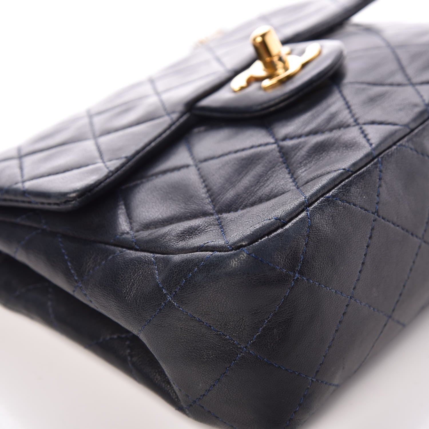 Chanel Lambskin Quilted Mini Square Flap Bag Navy 9 of 12