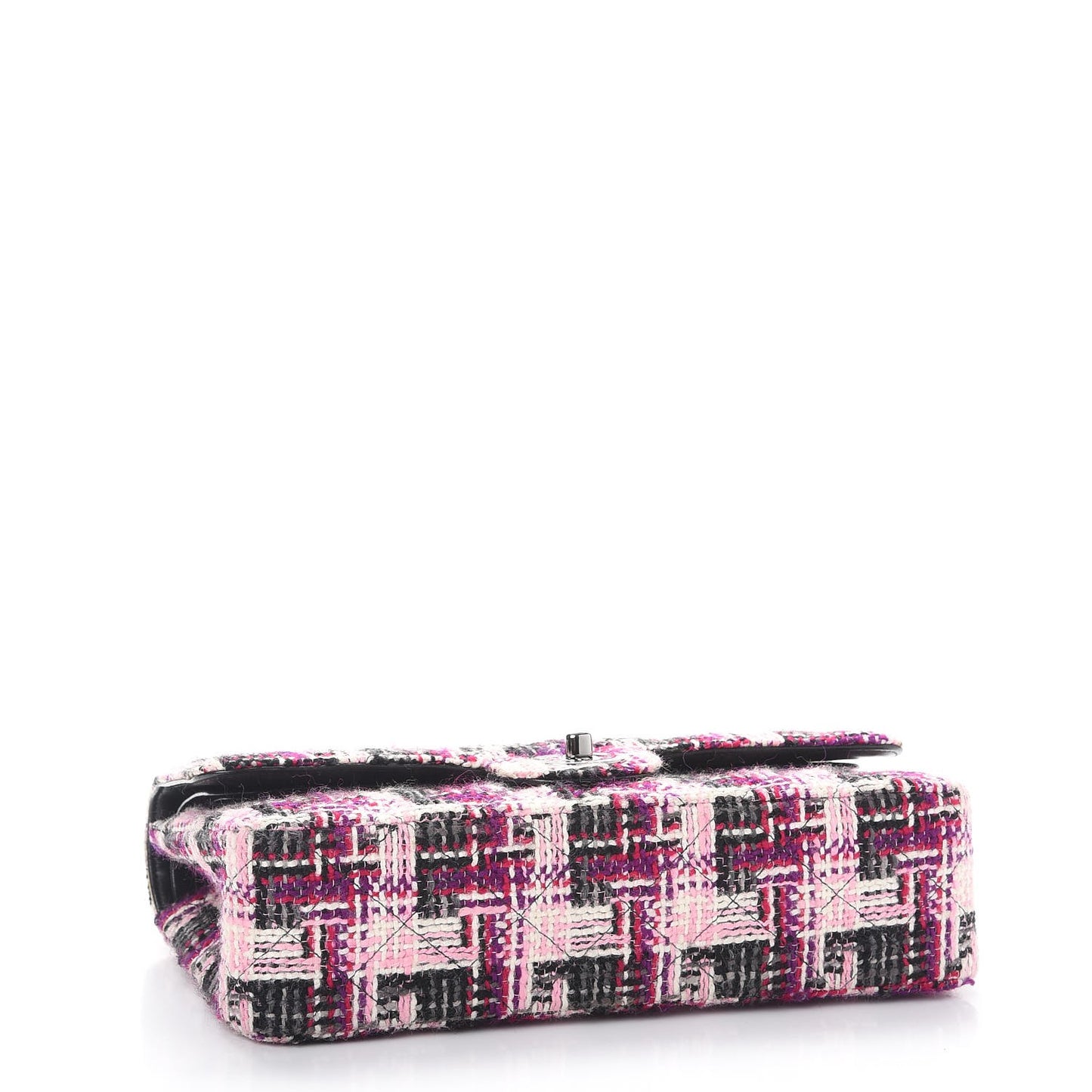 Tweed Quilted Medium Double Flap Pink Black