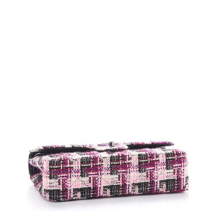 Chanel Tweed Quilted Medium Double Flap Pink Black 5 of 12