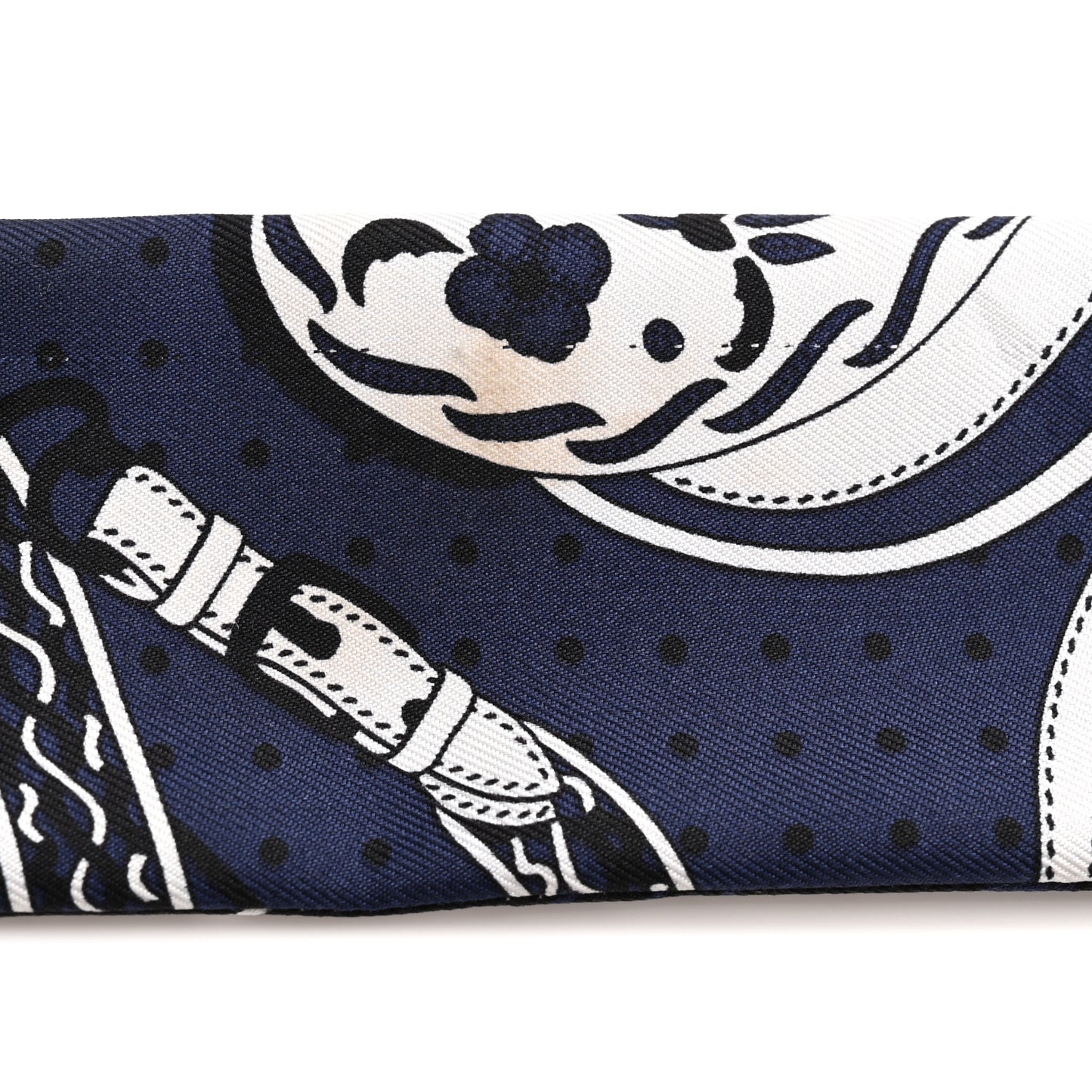Silk Festival Des Amazones Bandana Fringed Twilly Bleu Black