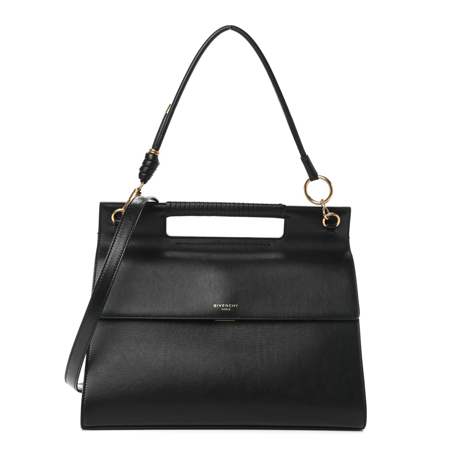 Calfskin Large Whip Top Handle Shoulder Bag Black