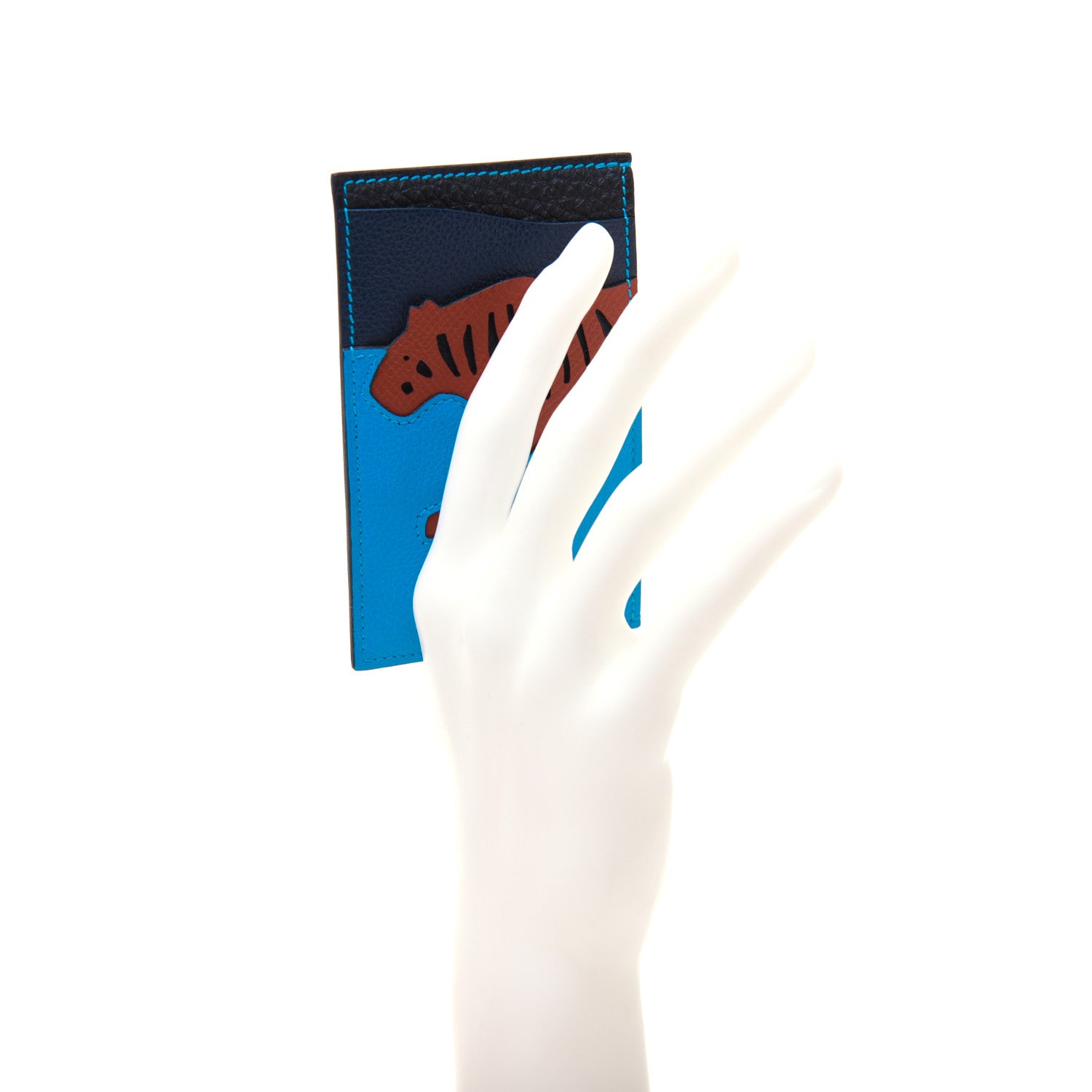 Hermes Evercolor Epsom Togo Rooroo 3CC Card Holder Bleu Frida Brique Bleu Nuit 1 of 12