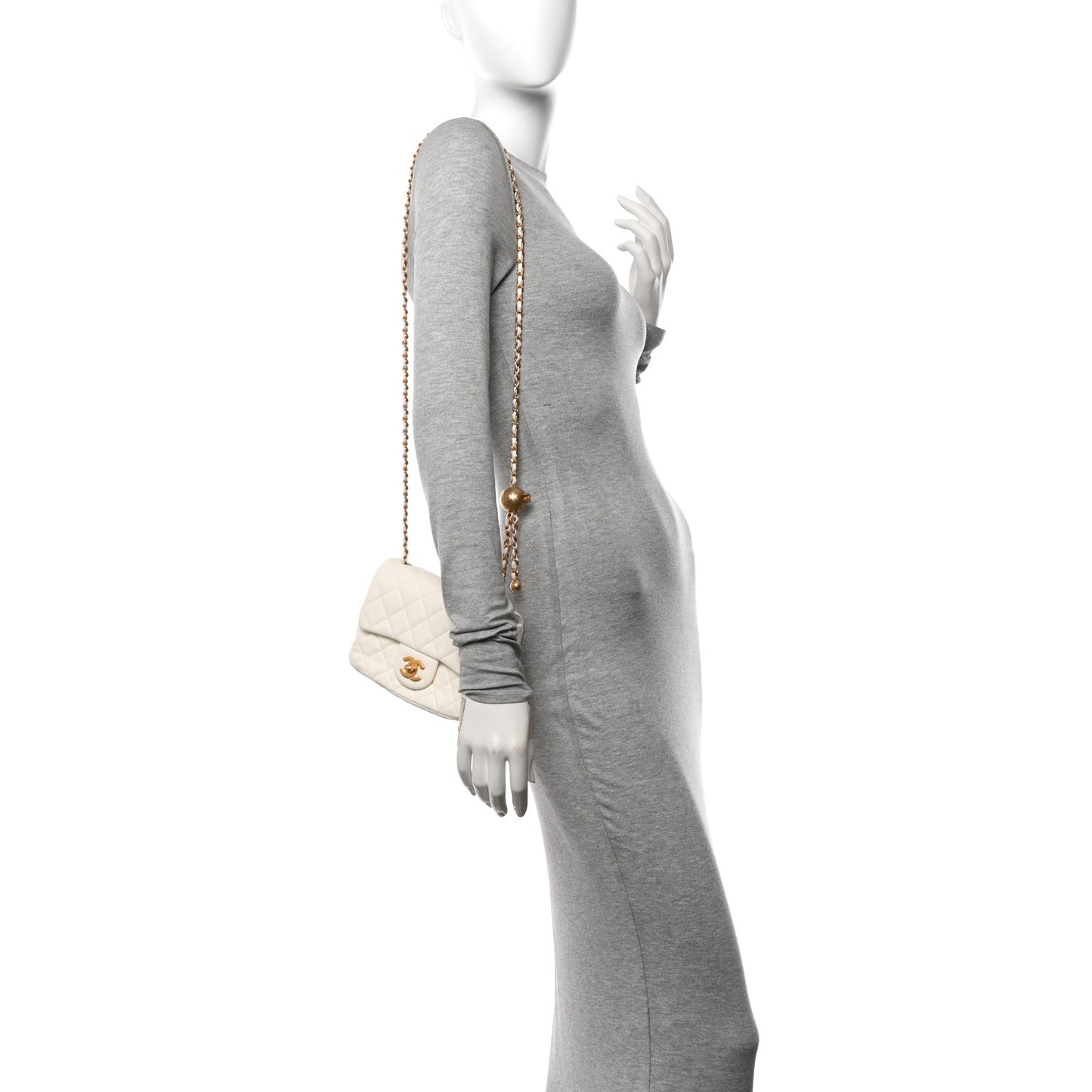 Lambskin Quilted Mini Pearl Crush Flap White