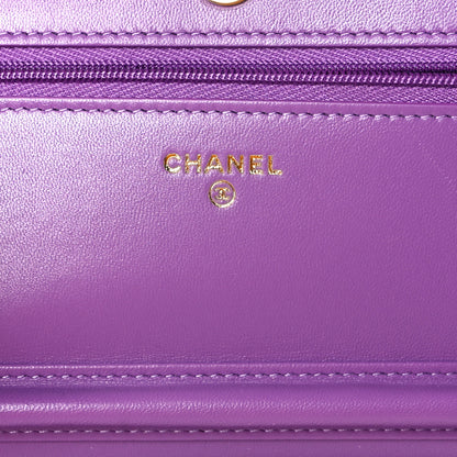 Chanel Lambskin Quilted Wallet On Chain WOC Purple 9 of 16