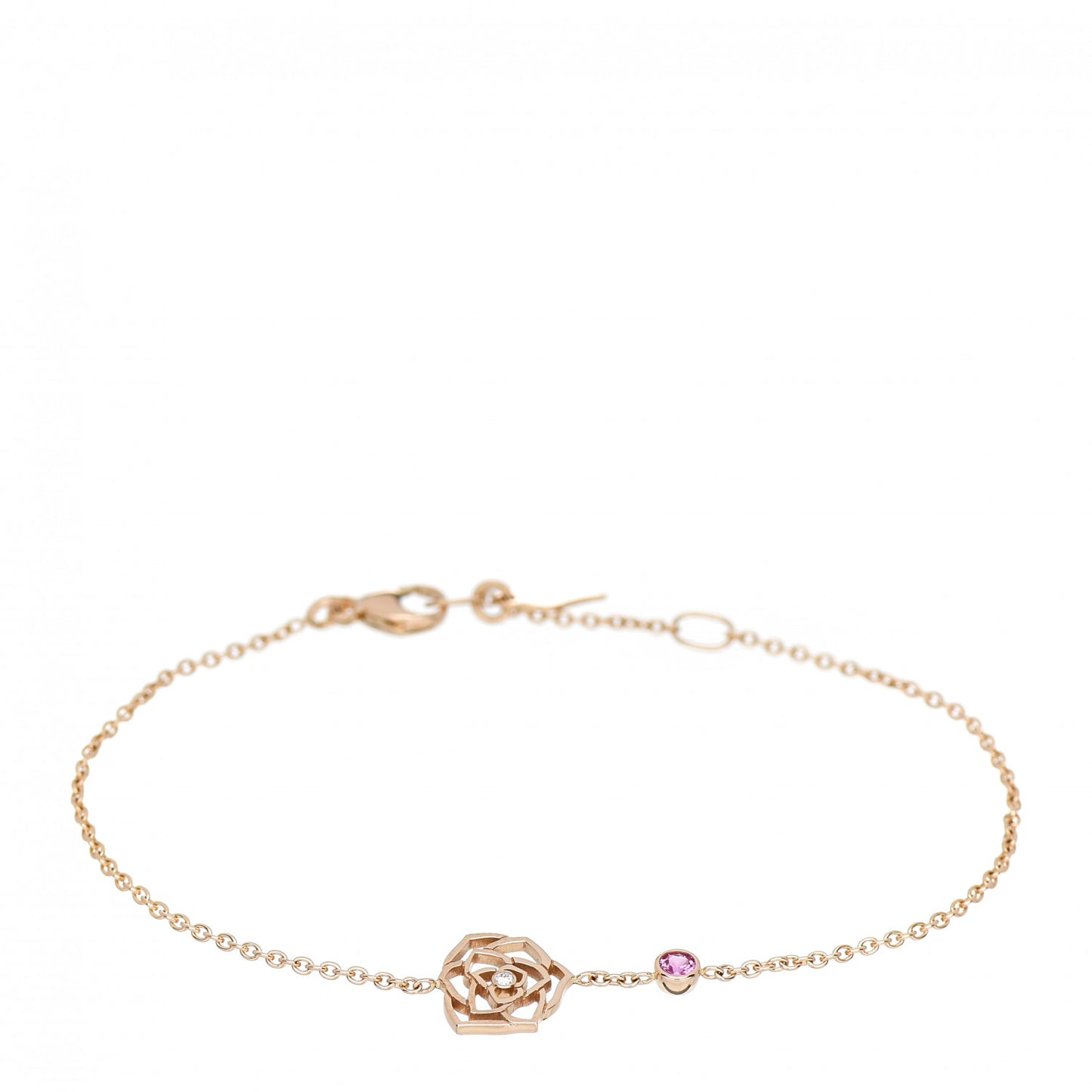 18K Rose Gold Diamond Pink Sapphire Rose Bracelet