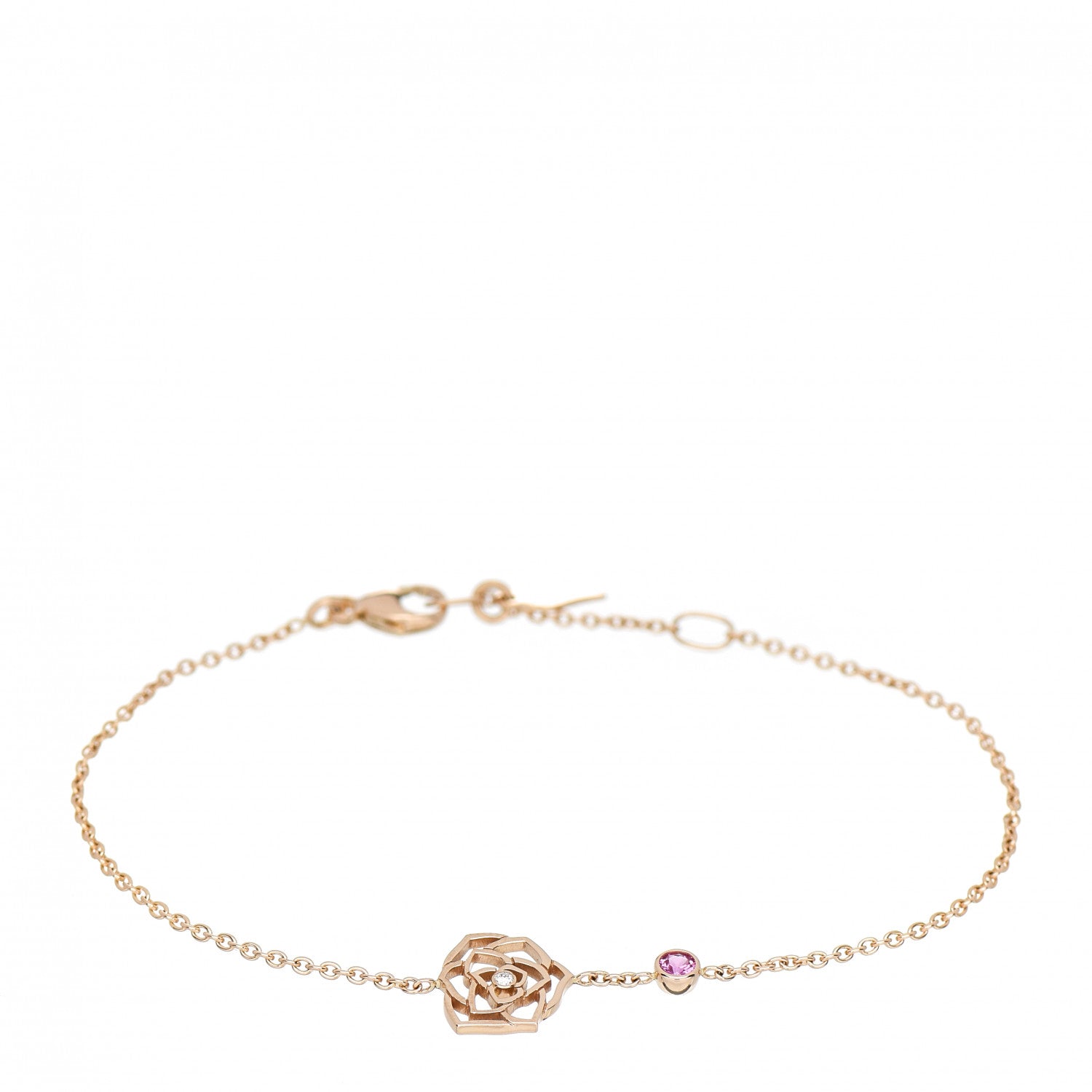 Piaget 18K Rose Gold Diamond Pink Sapphire Rose Bracelet 1 of 4
