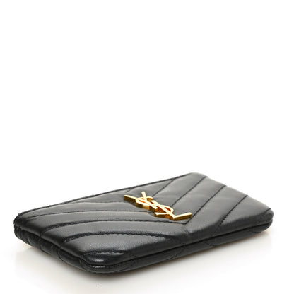 Saint Laurent Calfskin Matelasse Monogram Key Pouch Black 4 of 7