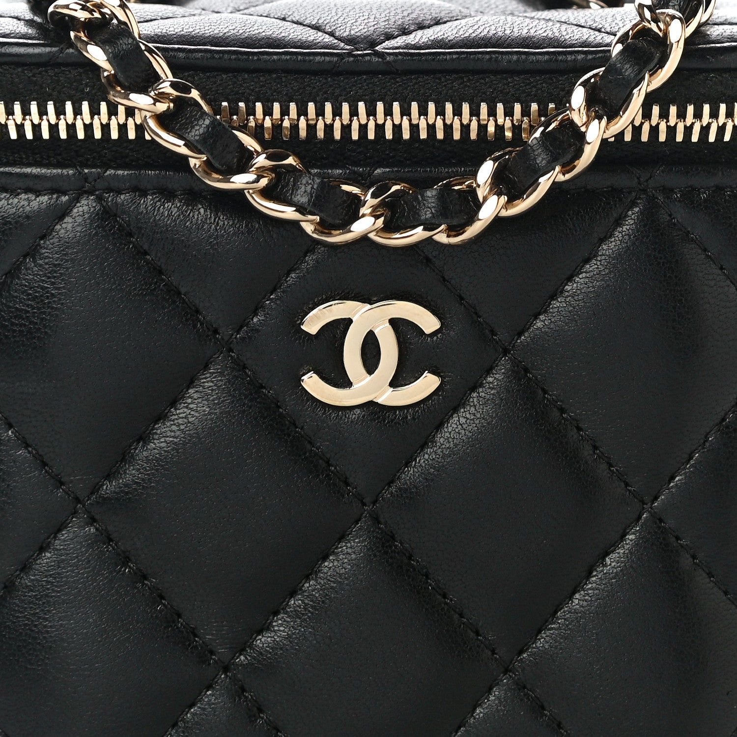 Chanel Lambskin Quilted Mini Vanity Case With Chain Black 8 of 10