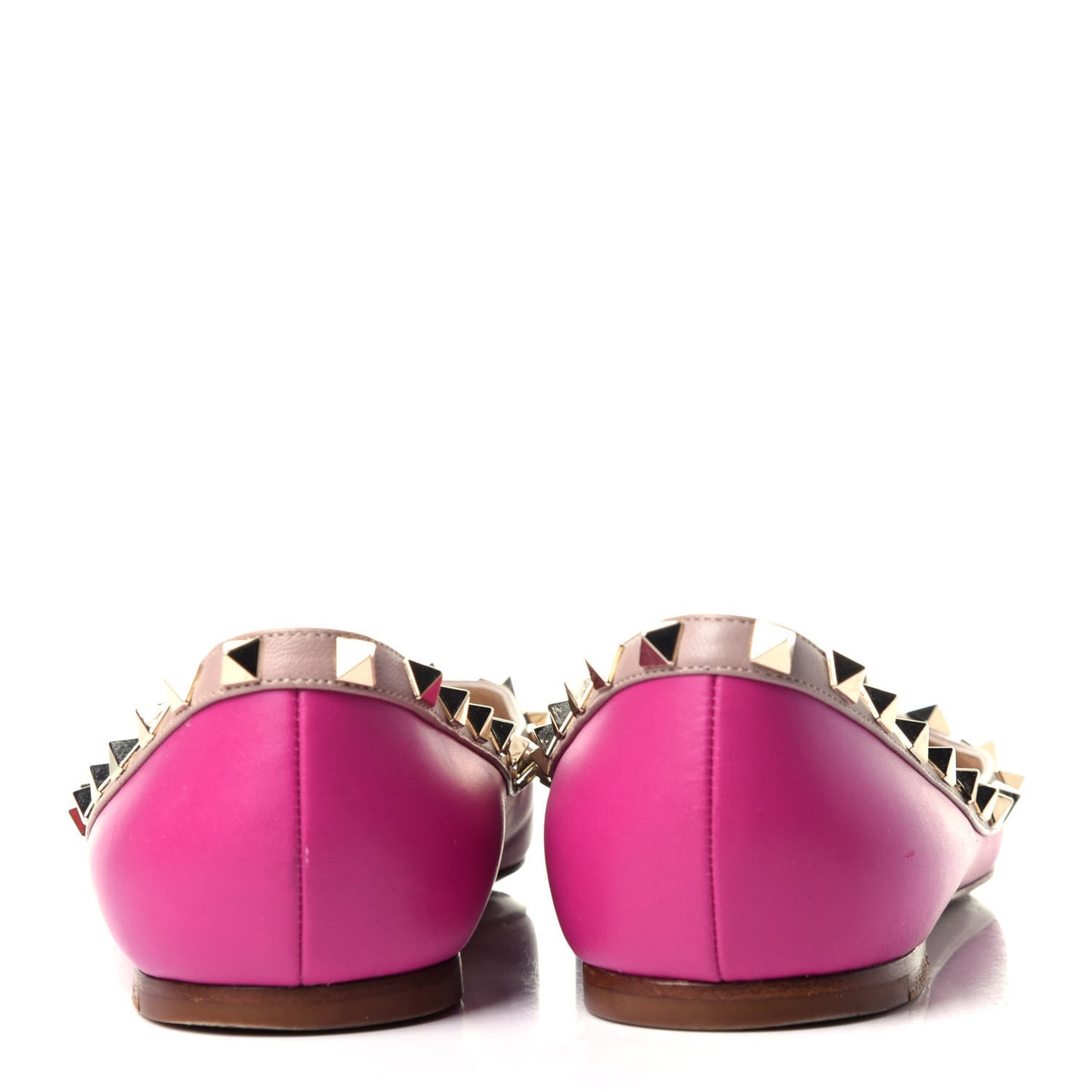 Calfskin Nappa Rockstud Ballerina Flats 40 Fuxia Poudre