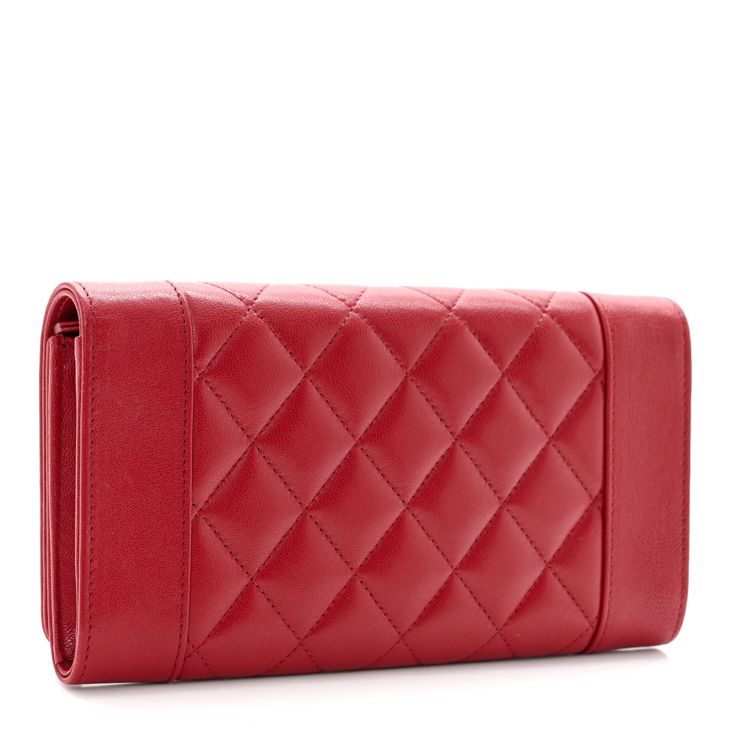 Sheepskin Quilted Mademoiselle Vintage Flap Wallet Red