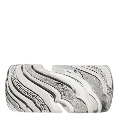 John Hardy Sterling Silver Grey Diamond 31mm Lahar Kick Cuff Bracelet 1 of 3