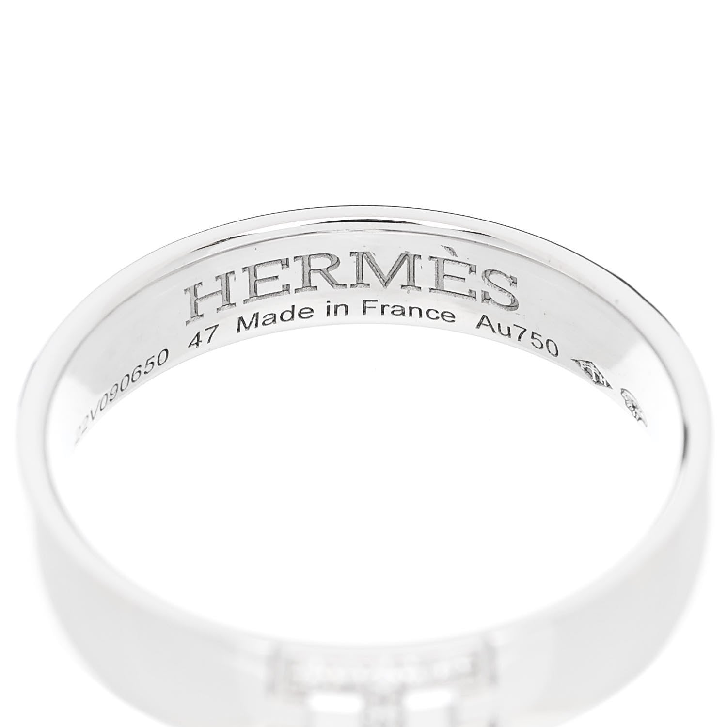 Hermes 18K White Gold Diamond Ever Herakles Wedding Band Ring 47 4 4 of 5