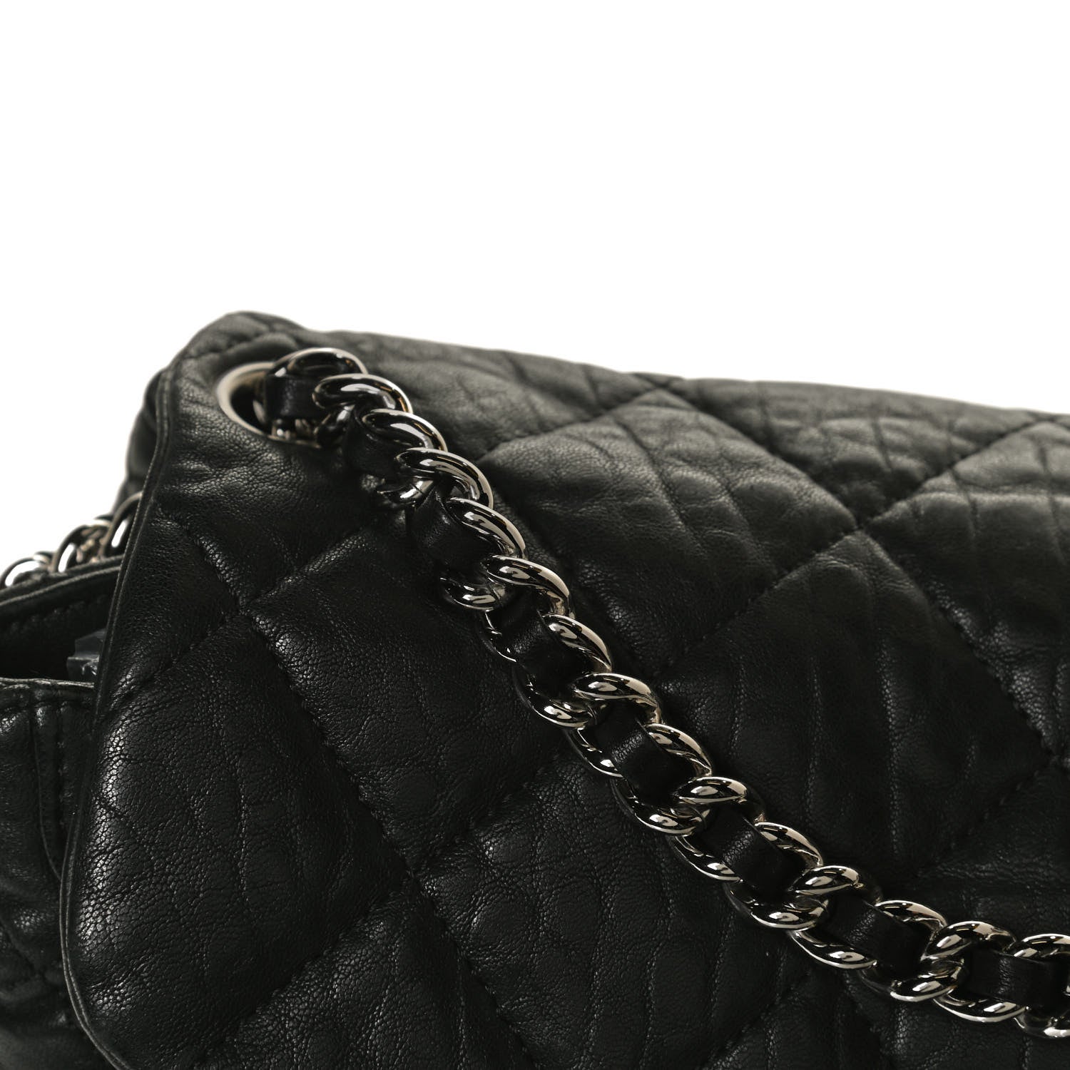 Chanel Washed Lambskin Quilted Medium Chain Around Messenger Black 11 of 15