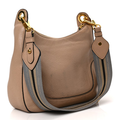 Prada Vitello Phenix Zippered Messenger Hobo Cammeo 3 of 11