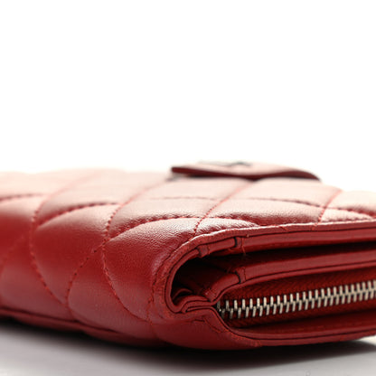 Chanel Lambskin Quilted Zipped Pocket Wallet Red 15 of 16