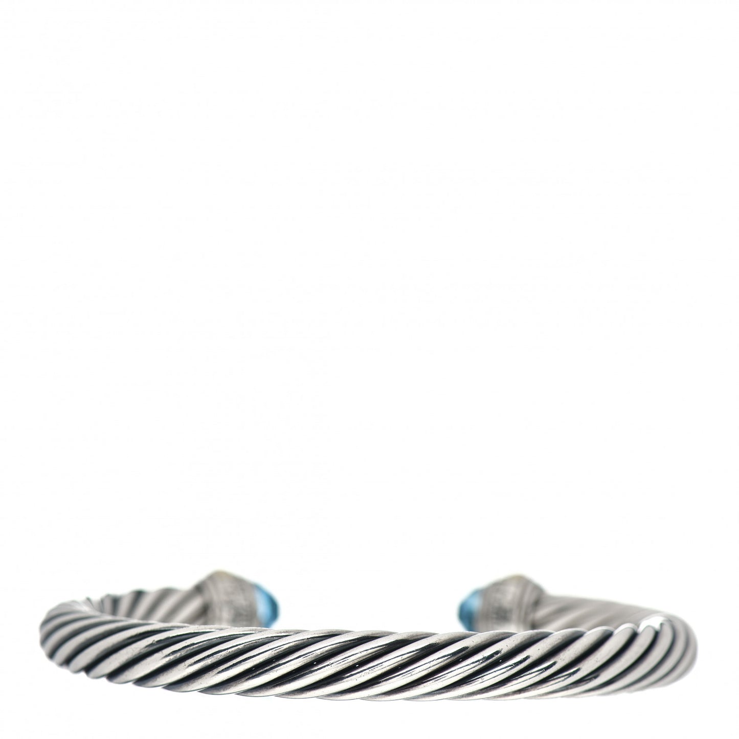 Sterling Silver 14K Yellow Gold Blue Topaz 7mm Cable Classics Bracelet