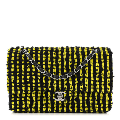 Chanel Tweed Quilted Medium Double Flap Yellow Black 1 of 12