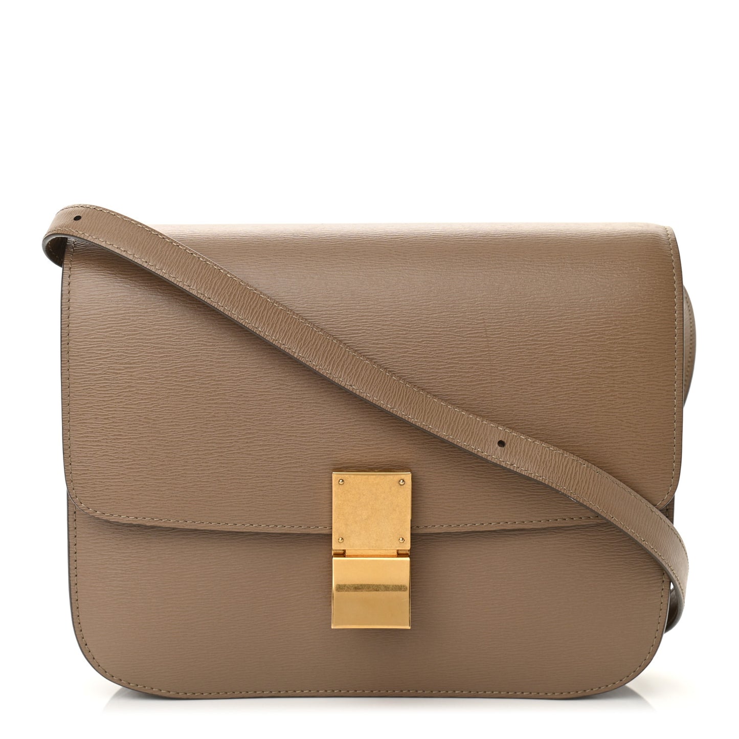 Liege Calfskin Medium Classic Box Flap Bag Taupe