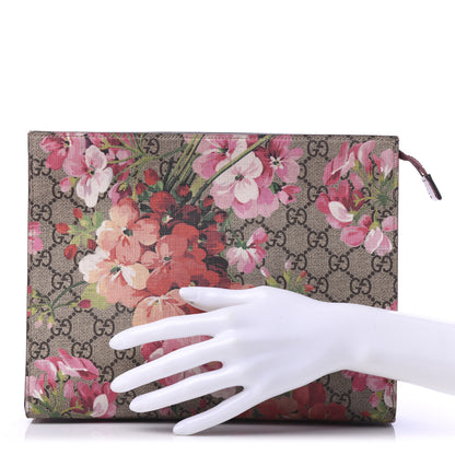 Gucci GG Supreme Monogram Blooms Large Cosmetic Case Beige Multicolor Dry Rose 2 of 10