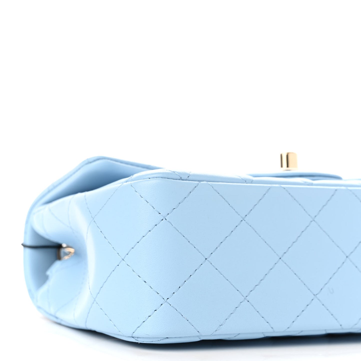 Lambskin Quilted Mini Rectangular Flap Light Blue