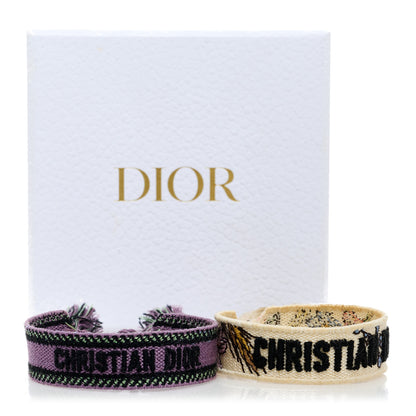 Christian Dior Woven Cotton J'Adior Friendship Bracelet Set Purple White 2 of 6