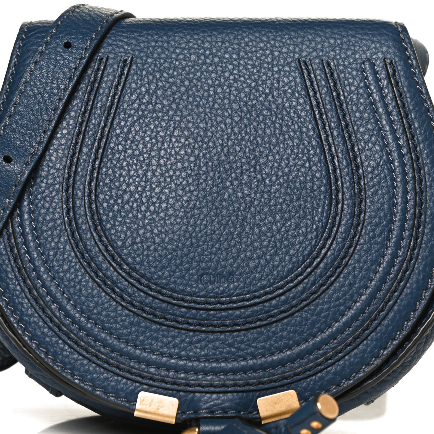 Calfskin Mini Marcie Round Crossbody Bag Royal Navy