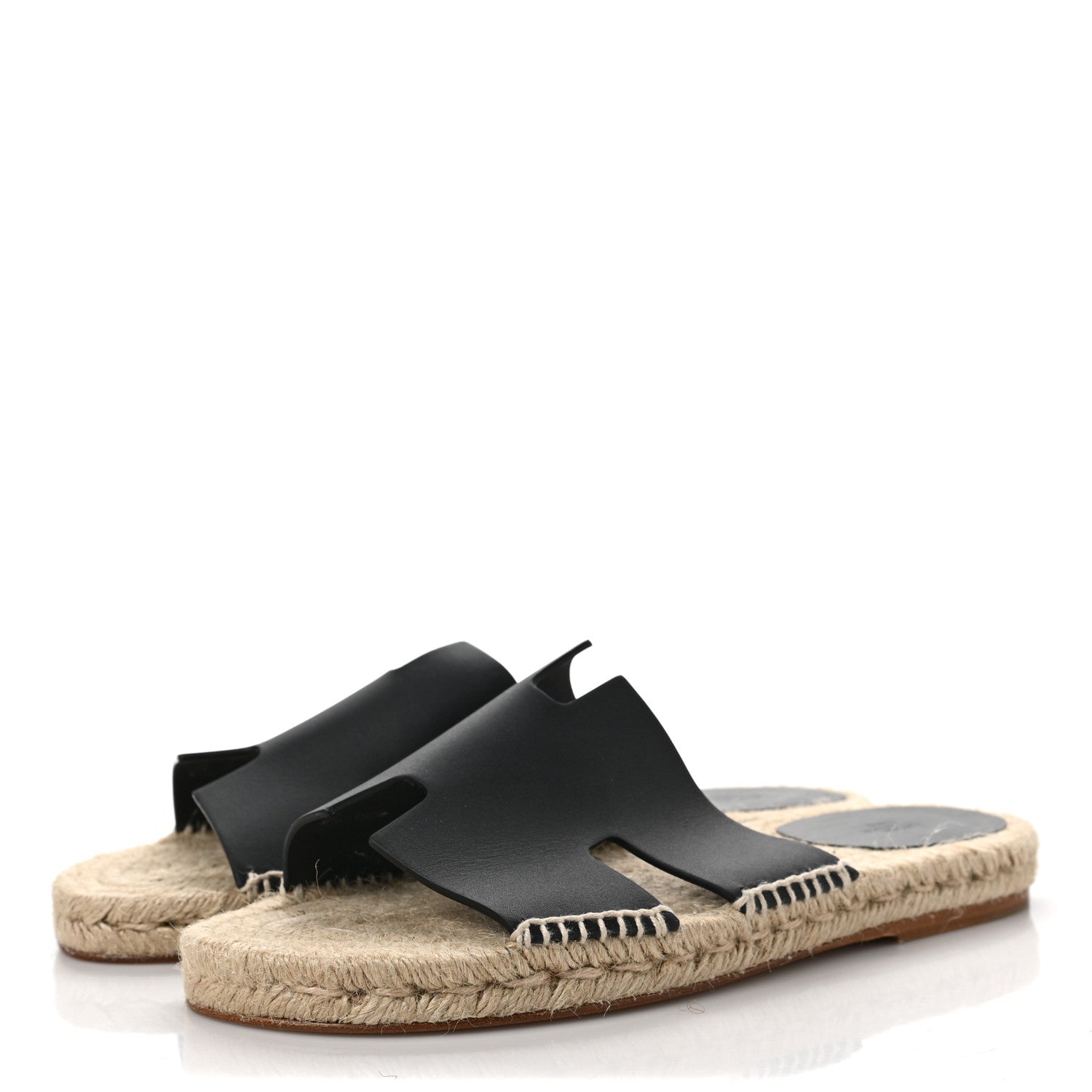 Hermes Calfskin Mens Antigua Espadrille Sandals 42 Black 3 of 8