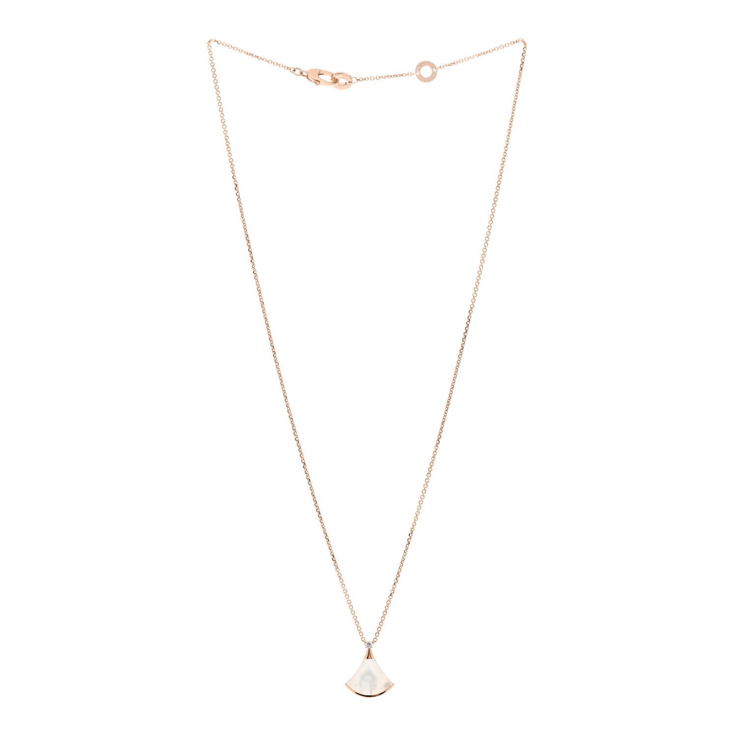 Bulgari 18K Rose Gold Diamond Mother of Pearl Small Divas' Dream Pendant Necklace 3 of 5