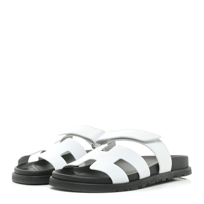 Hermes Calfskin Womens Chypre Sandals 38 White 3 of 11