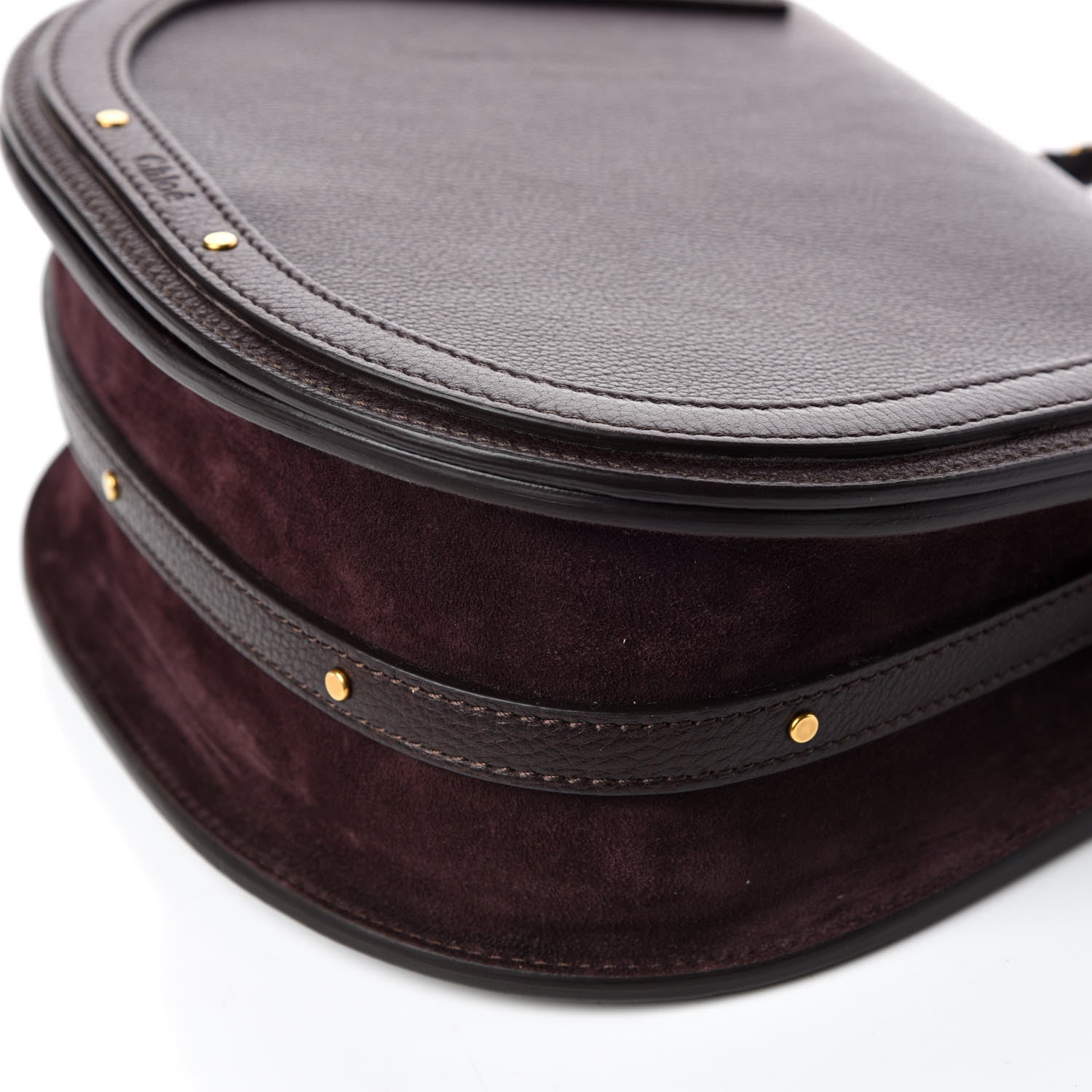 Chloe Calfskin Suede Medium Nile Bracelet Bag Carbon Brown 6 of 9