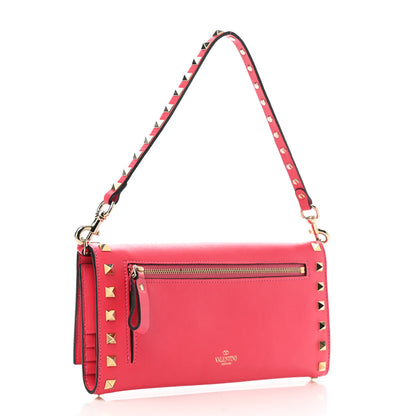 Valentino Garavani Vitello Rockstud Wallet On Strap Deep Rose 3 of 11