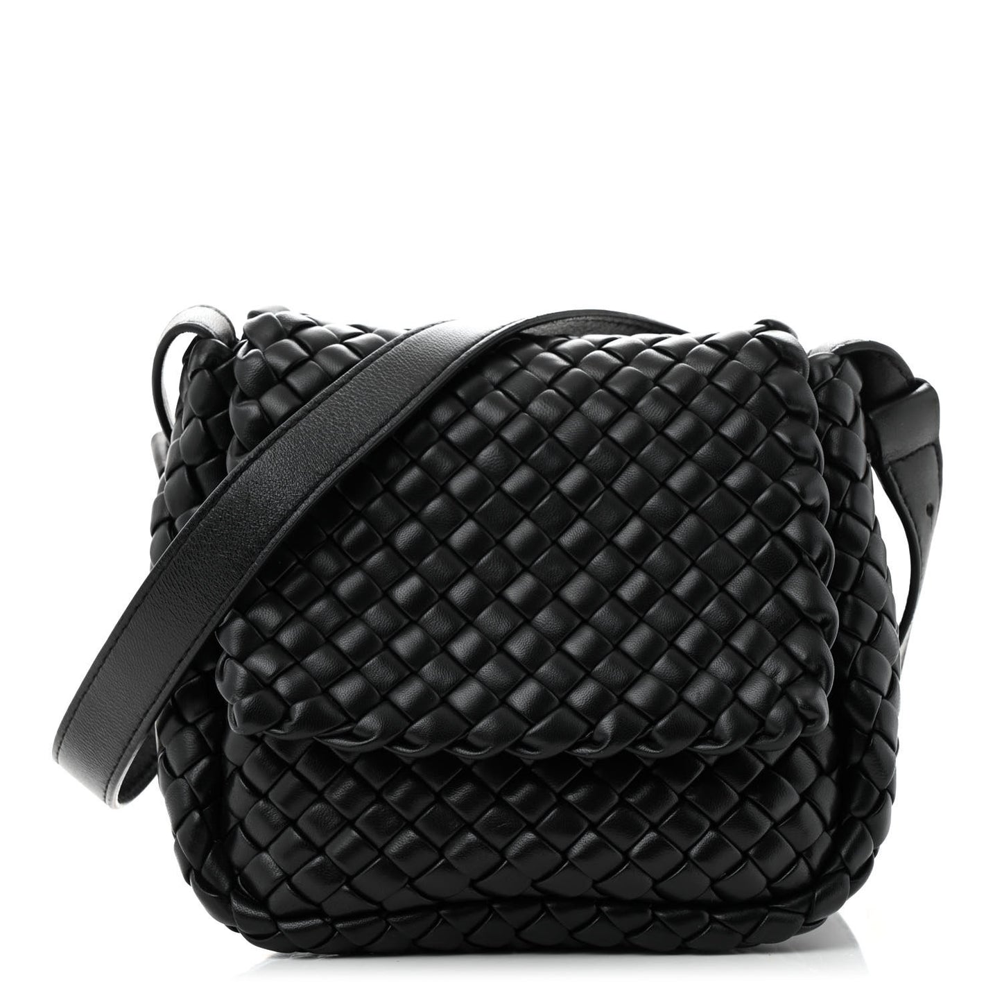 Nappa Intrecciato Mini Cobble Shoulder Bag Black