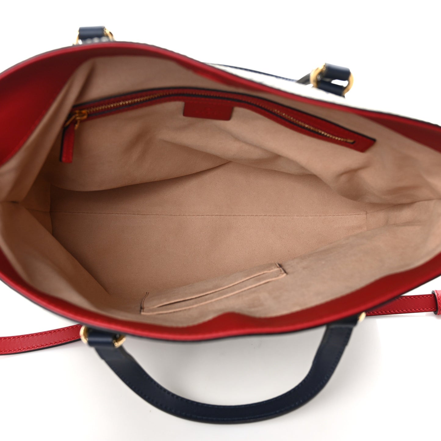 GG Supreme Monogram Linea A Foldover Tote Beige Blue Hibiscus Red