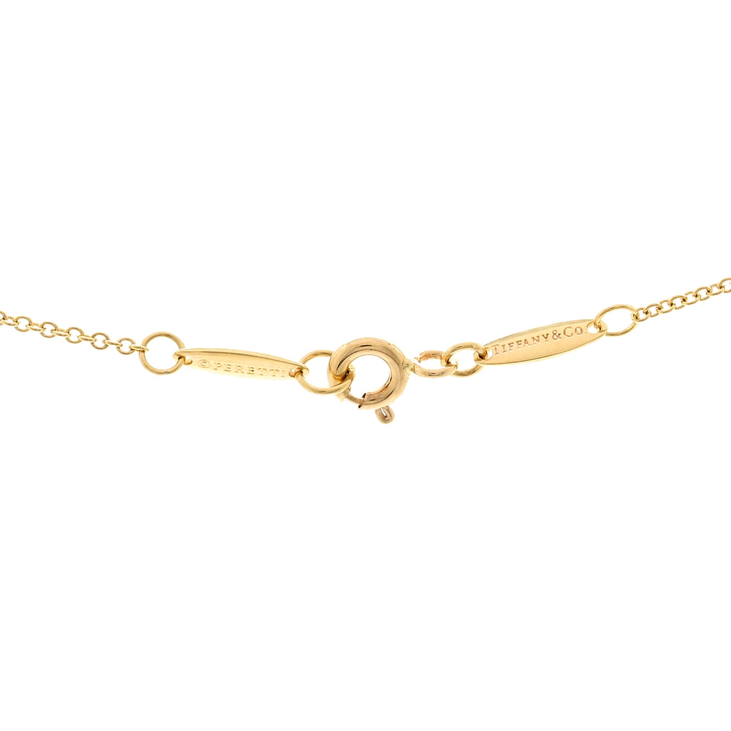 18K Yellow Gold Jade 18mm Elsa Peretti Bean Pendant Necklace