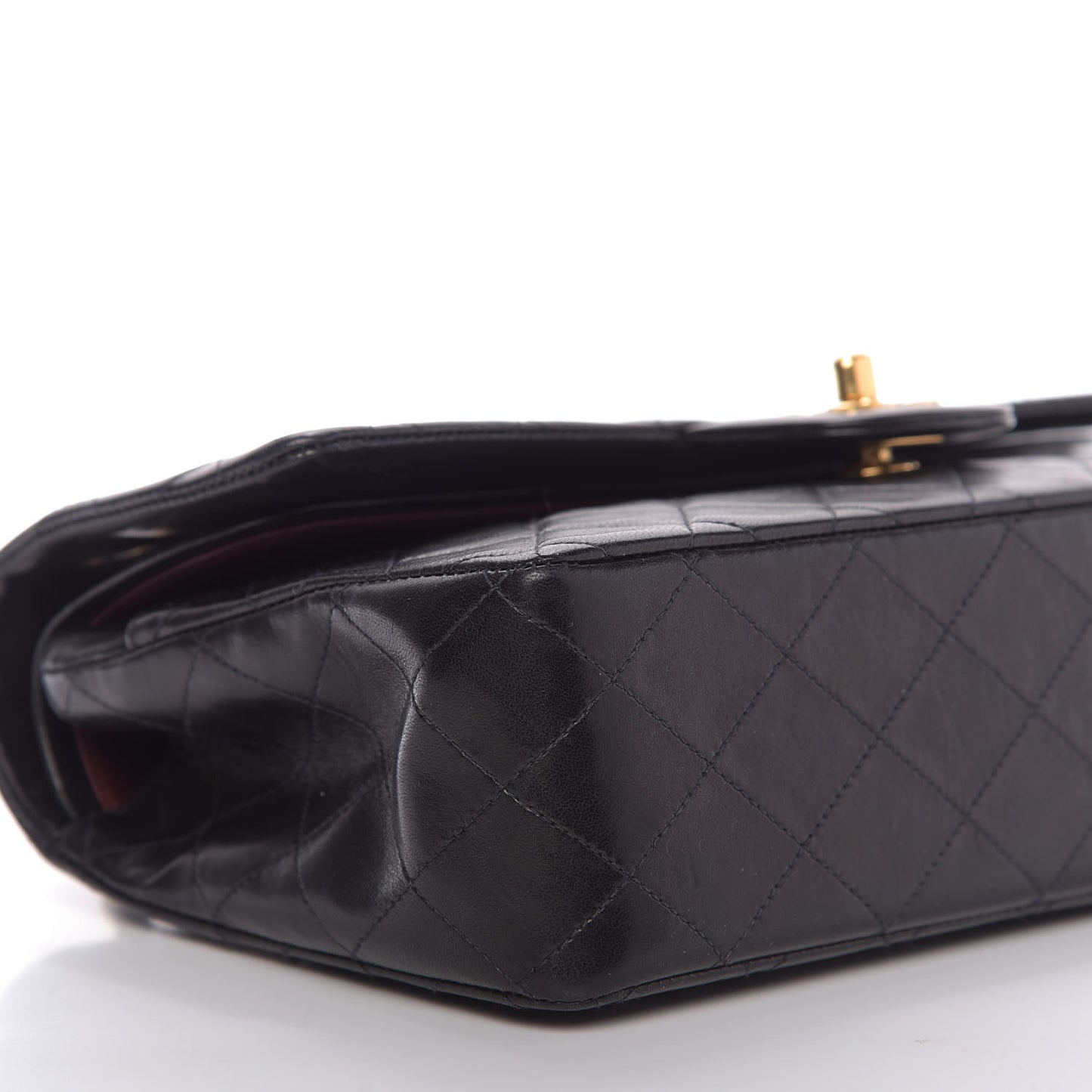 Lambskin Quilted Medium Double Flap Black