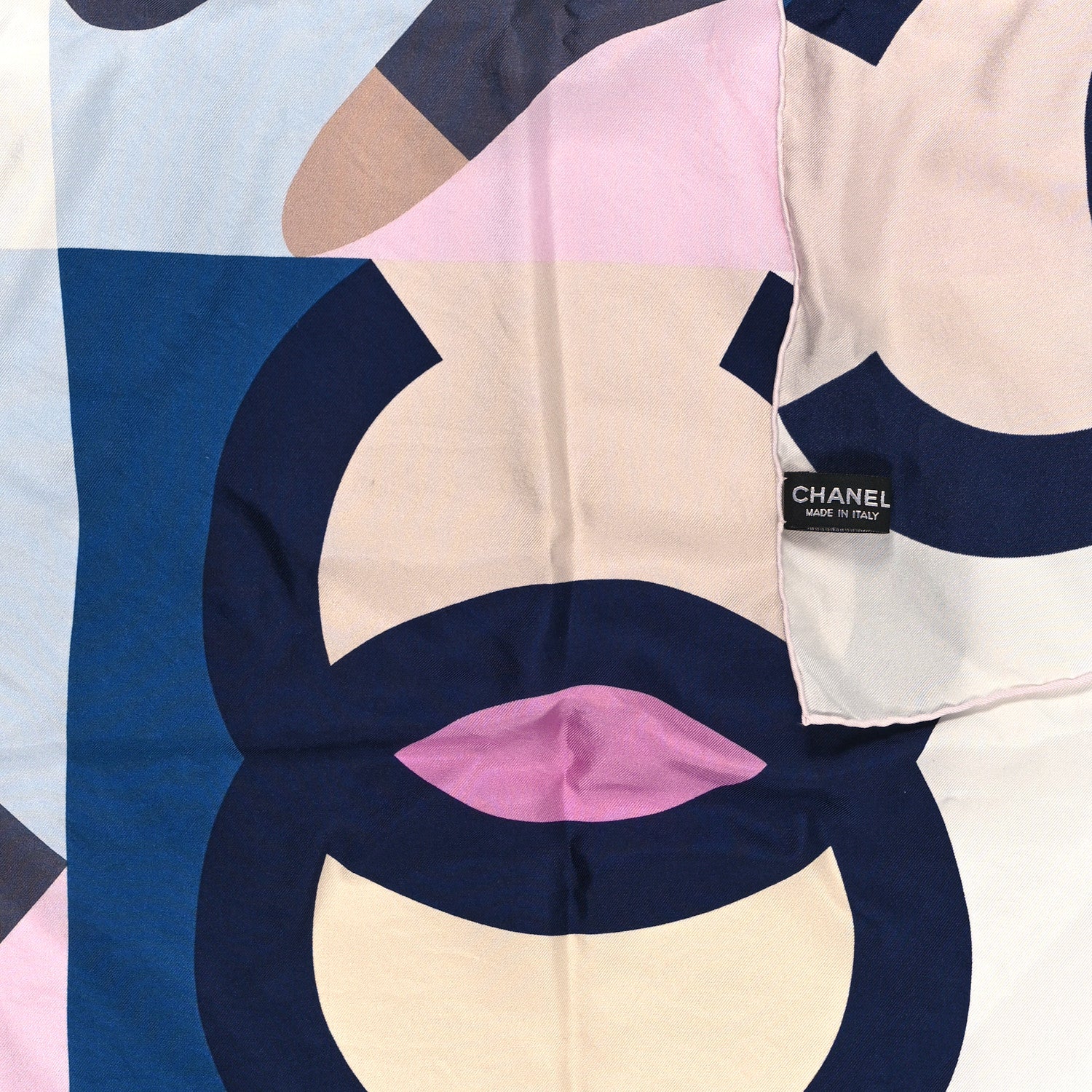 Chanel Silk CC Square Scarf Blue Pink 3 of 3