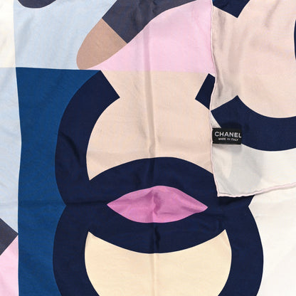 Chanel Silk CC Square Scarf Blue Pink 3 of 3
