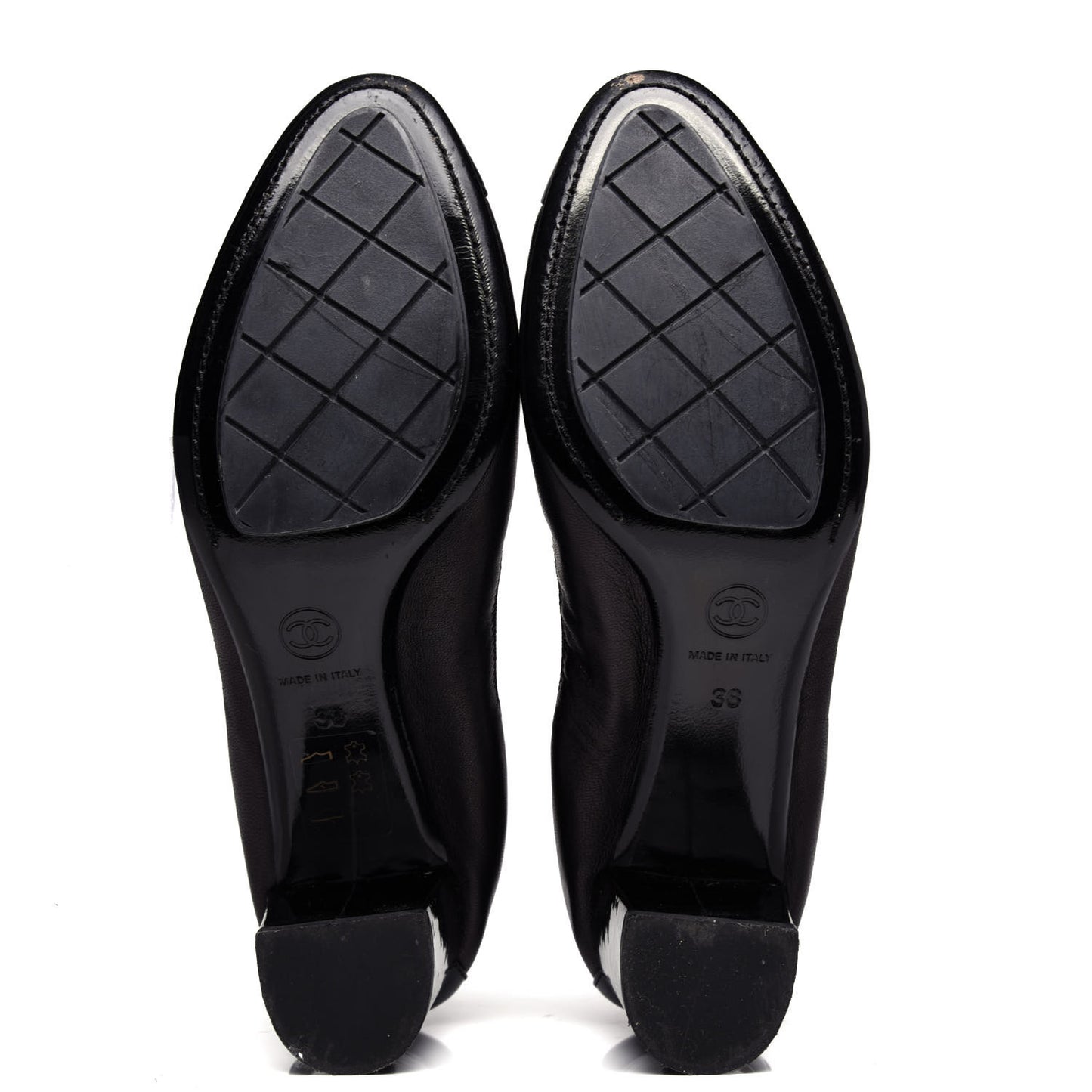 Lambskin Patent CC Elastic Stretch Pumps 38 Black