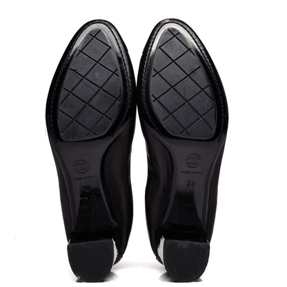 Chanel Lambskin Patent CC Elastic Stretch Pumps 38 Black 6 of 10