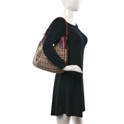 Burberry Haymarket Check Small Brooklyn Hobo Burgundy 2 of 14