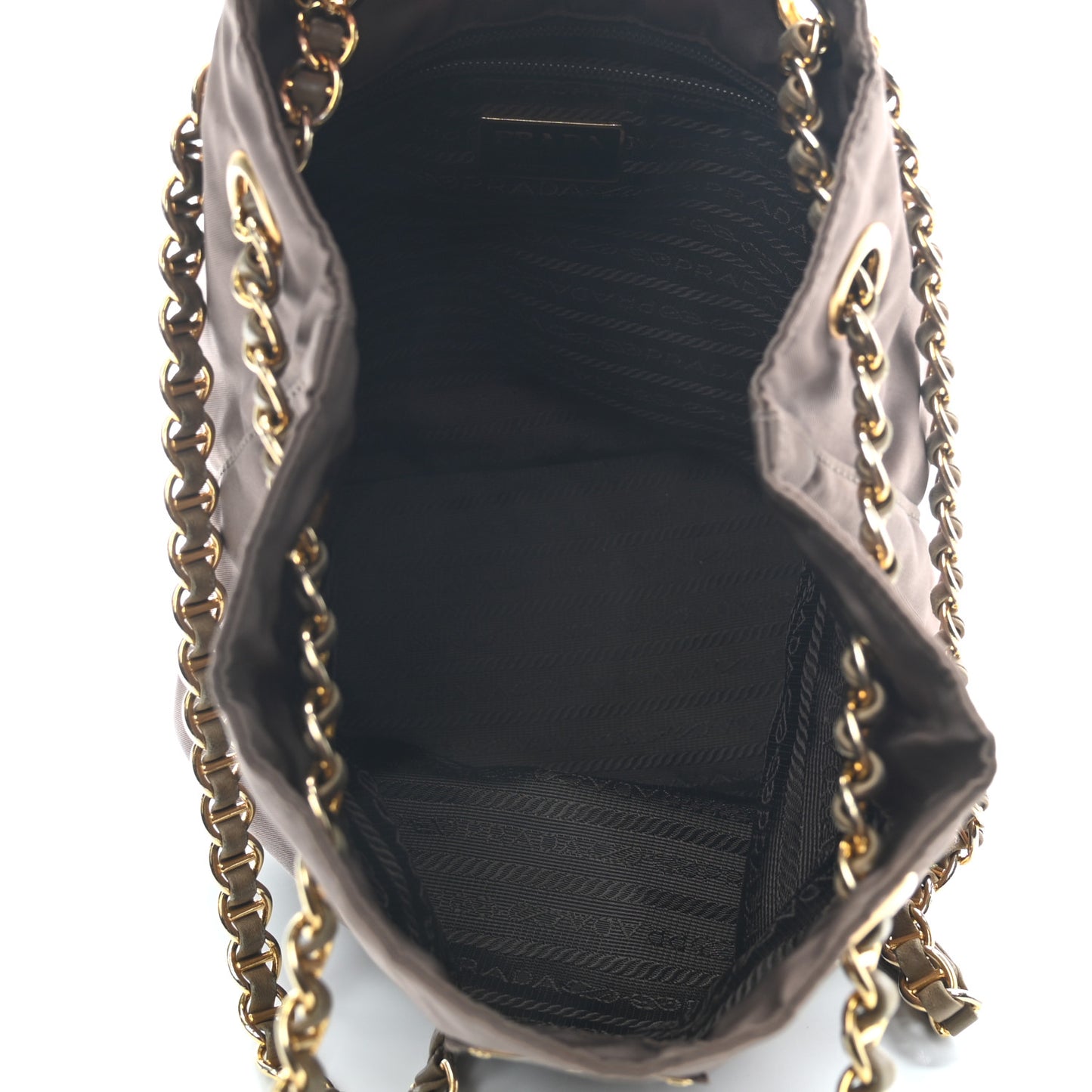 Tessuto Nylon Chain Shoulder Bag Brown