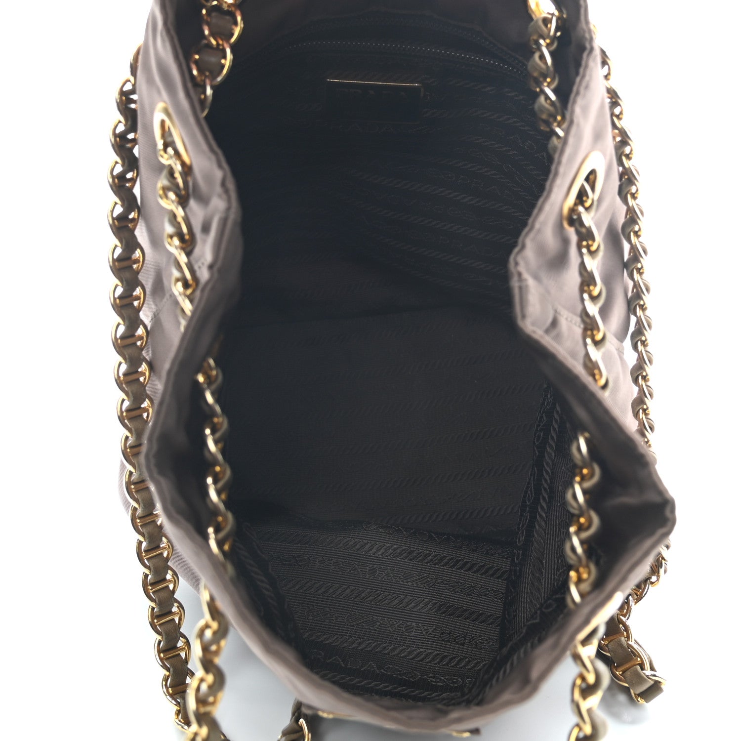 Prada Tessuto Nylon Chain Shoulder Bag Brown 12 of 23
