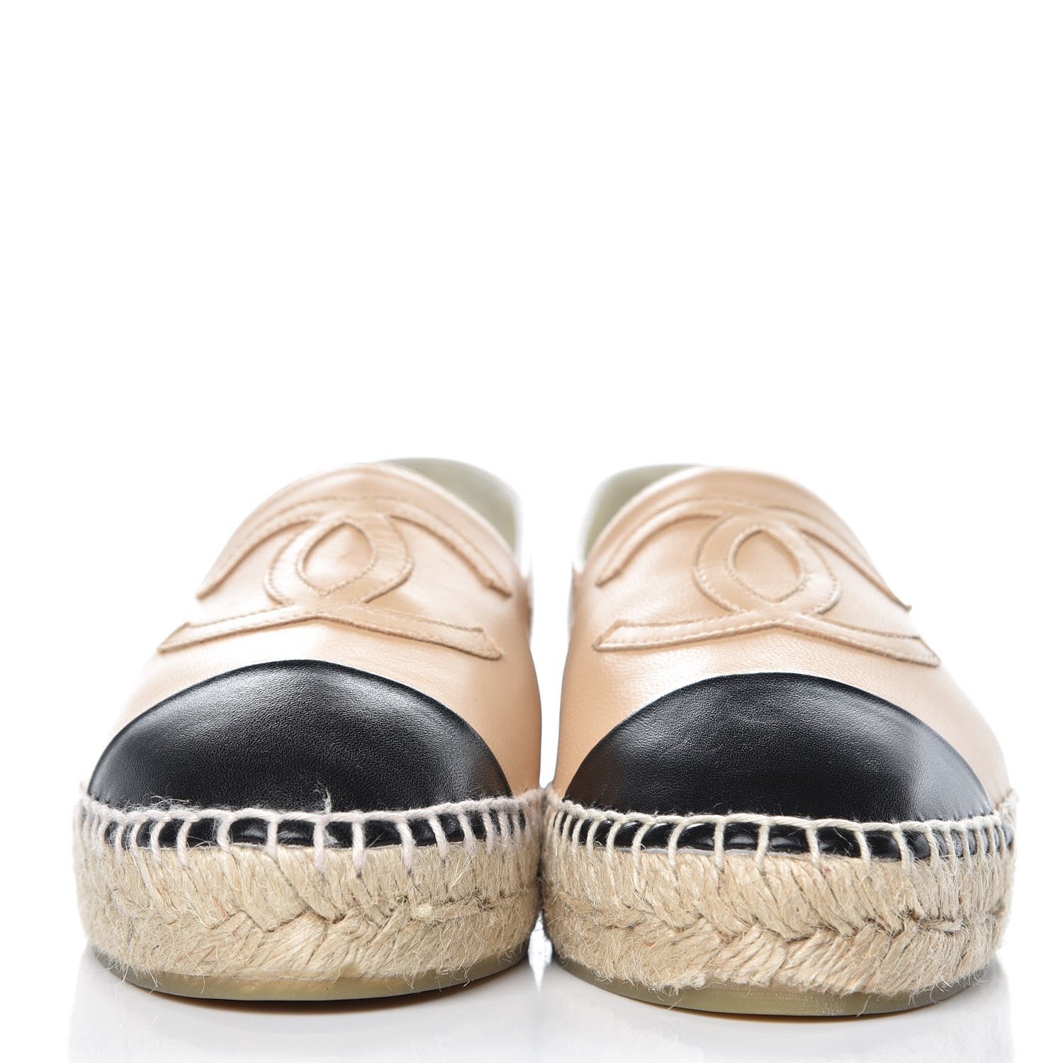 Chanel Lambskin CC Espadrilles 36 Beige Black 2 of 10