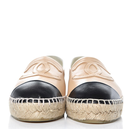 Chanel Lambskin CC Espadrilles 36 Beige Black 2 of 10