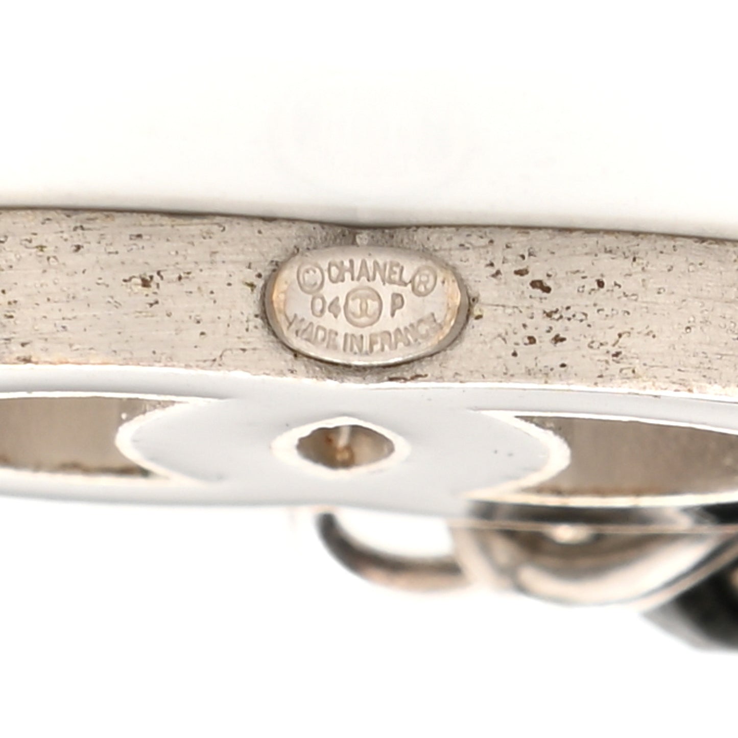 Lambskin Enamel CC Chain Belt Black Silver